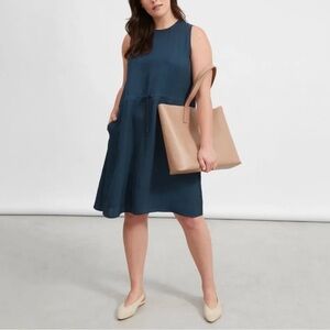 Everlane Japanese GoWeave Light Drawstring Navy Dress